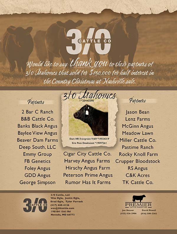 Thank you to 30 Cattle Partners